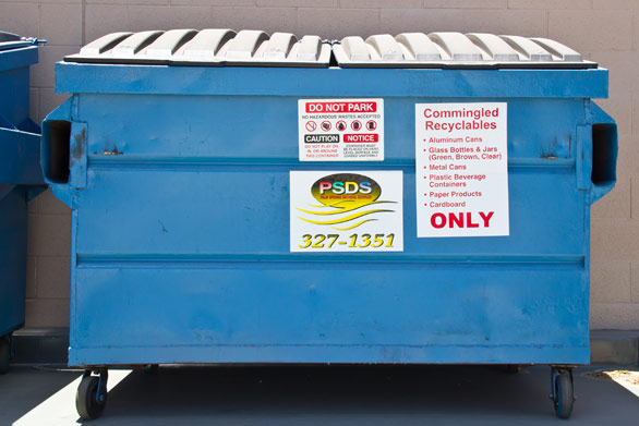 commercial recycling blue bin